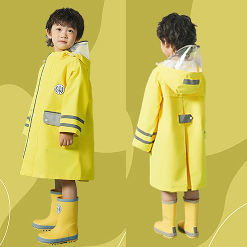 韓國Lemonkid-簡約英倫風純色雨衣-活力黃 - 兒童雨衣/雨傘 - 尼龍 