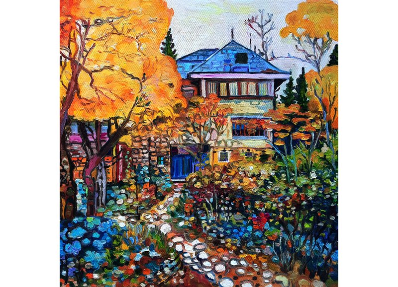 原創畫 House Painting  Art  Original Art  Oil Painting  Oil On Canvas - ตกแต่งผนัง - วัสดุอื่นๆ สีเหลือง