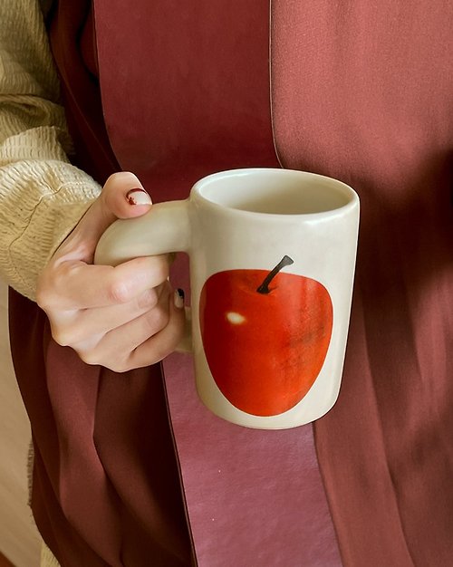 SoftServe 柔軟供應 蘋果通心粉杯 陶瓷粗把手 馬克杯 水杯 咖啡杯 大容量