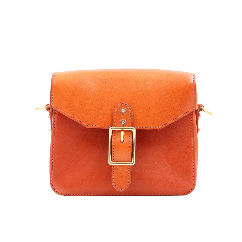 手工植鞣皮革-斜背立體小方包 Crossbody Mini Cube Bag - 側背包/斜背包 - 真皮 
