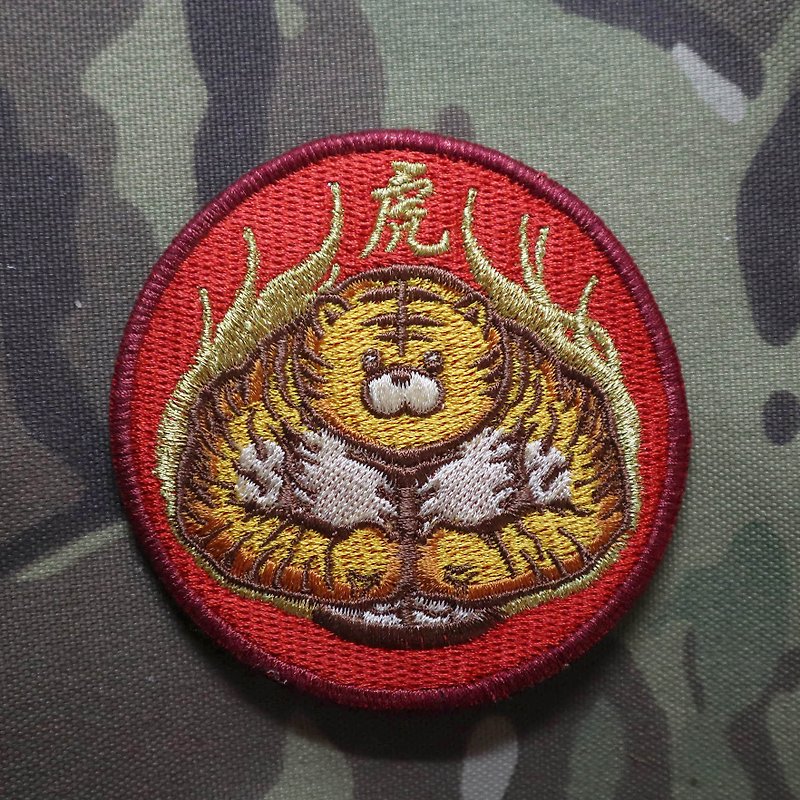 Year of TIGER: Muscular Tiger Embroidery Patch - Stickers - Thread Red