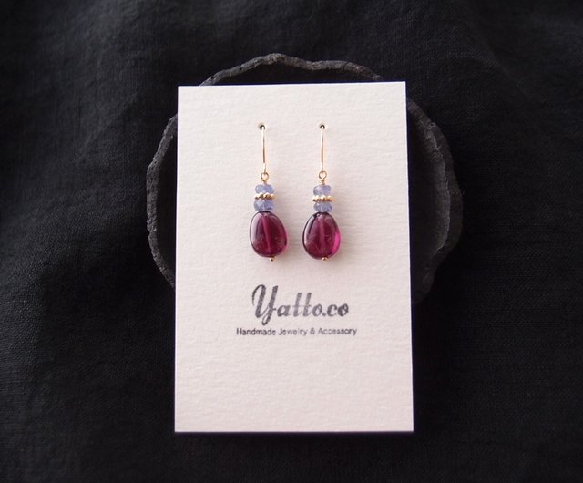 K14gf】Rhodolite Garnet Earrings ロードライトガーネット