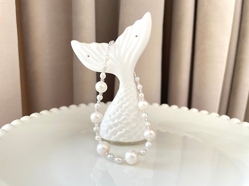 Athena珍珠設計 月光白 天然淡水珍珠 炫彩 大小珠 手鏈