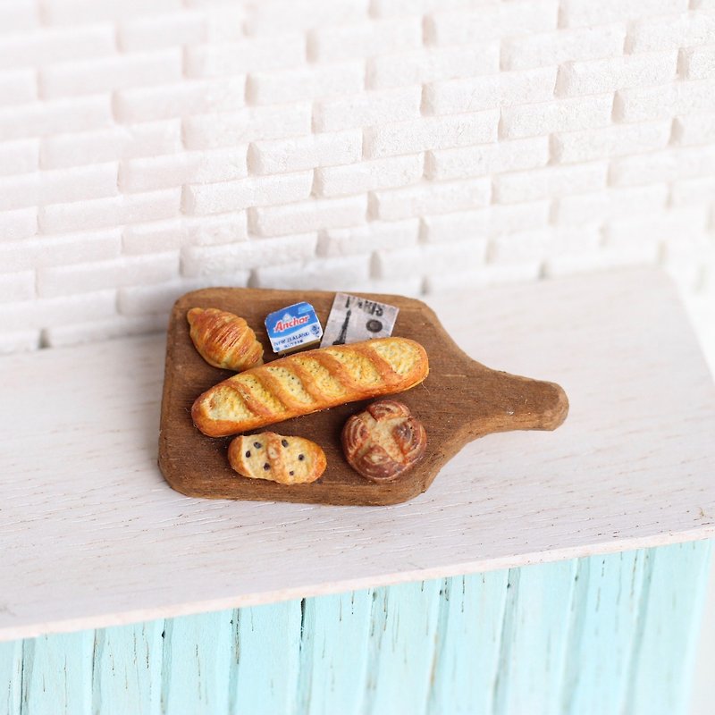 Miniature Bread Set Pin - เข็มกลัด - ดินเหนียว สีนำ้ตาล