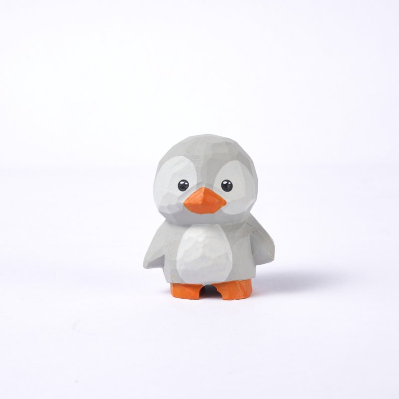 Pupo 站着的小企鵝木雕 - 擺飾/家飾品 - 木頭 銀色