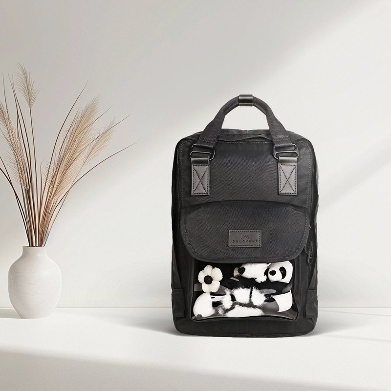 【DOUGHNUT】14吋 後背包 電腦包 曬娃包 防潑水 減壓背帶 LU -黑 - 電腦包/筆電包 - 尼龍 黑色