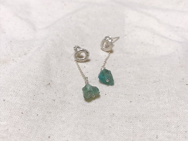 circle × apatite pierced earrings / Circle × Apatite earrings - Earrings & Clip-ons - Other Metals Silver