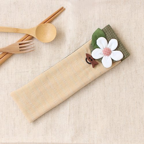 布の自由式 拼貼花朵(綠款)環保筷套 收納袋