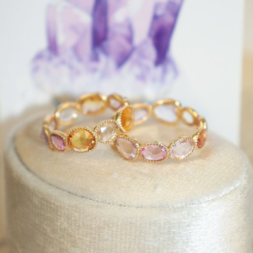 Petit Madam Jewelry 【春神花環】18K 玫瑰車工隨形彩色藍寶石永恆戒 彩色剛玉戒指