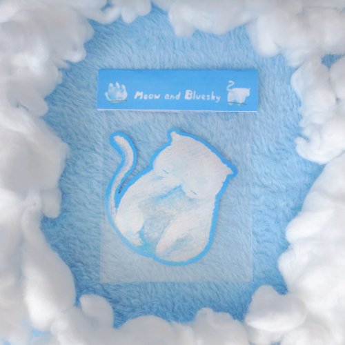 meow-and-bluesky (Meow and Bluesky) Sticker flake Meowmeow Cloud front side