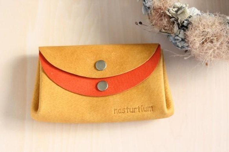 Small pigskin wallet Kiiro x Orange - กระเป๋าสตางค์ - หนังแท้ สีเหลือง