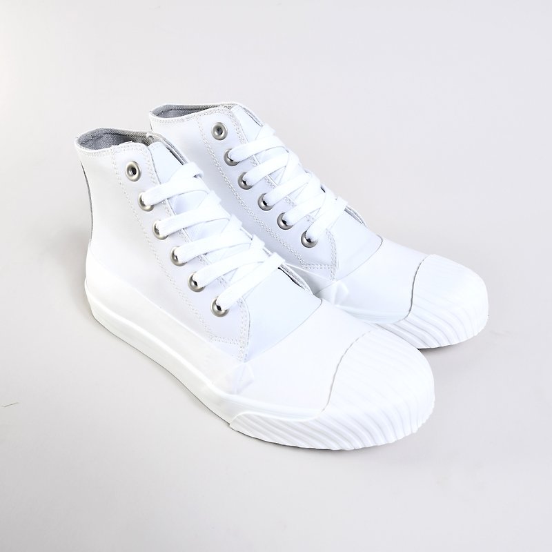 High Casual Shoes/KIM White/Canvas Shoes - รองเท้าลำลองผู้หญิง - หนังแท้ ขาว
