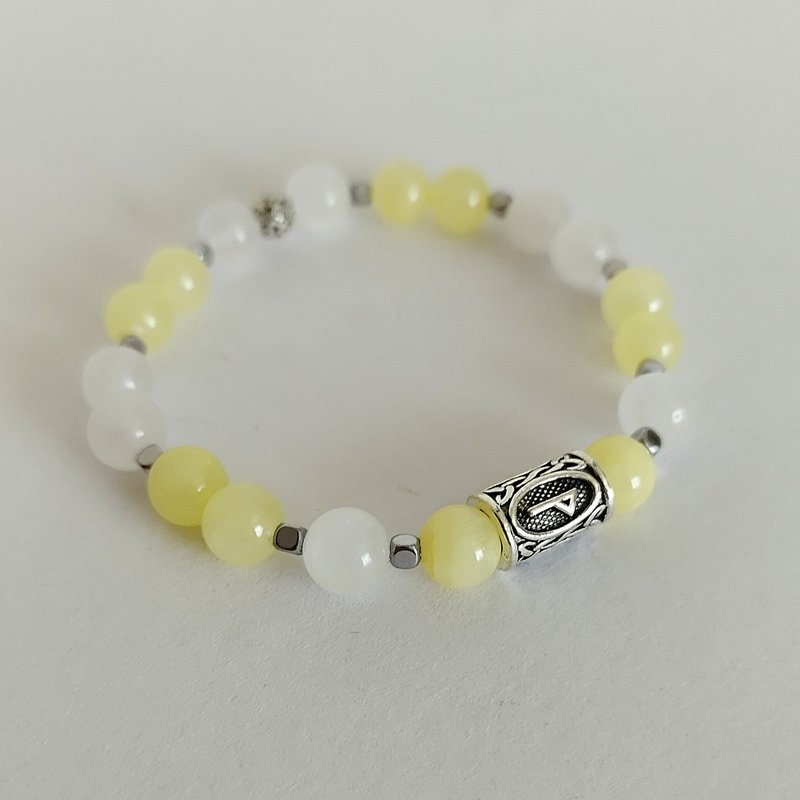 Bracelet jade chalcedony hematite. Jewelry runic amulet for women - 手鍊/手環 - 半寶石 多色