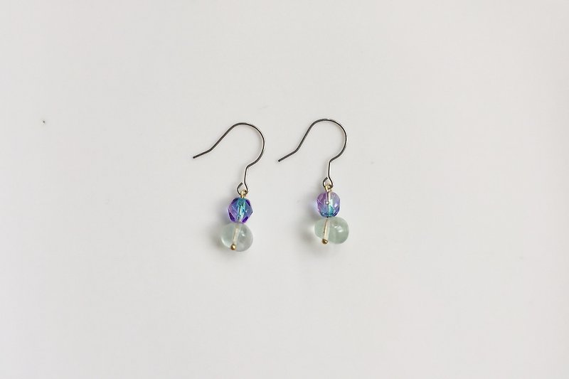 團團 天然石玻璃耳環 - 耳環/耳夾 - 寶石 紫色