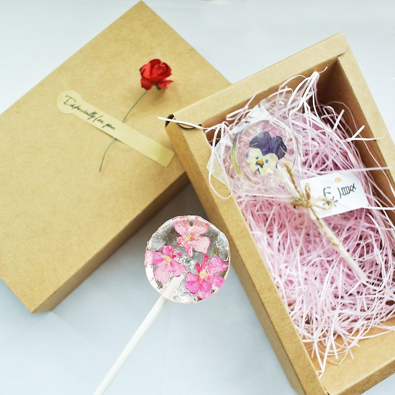 Flower crystal lollipop, a box of 2 - ขนมคบเคี้ยว - อาหารสด 