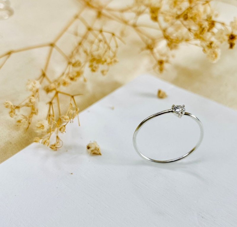 [Classic] Sterling Silver-White Diamond Wire Ring - แหวนทั่วไป - เงินแท้ สีเงิน