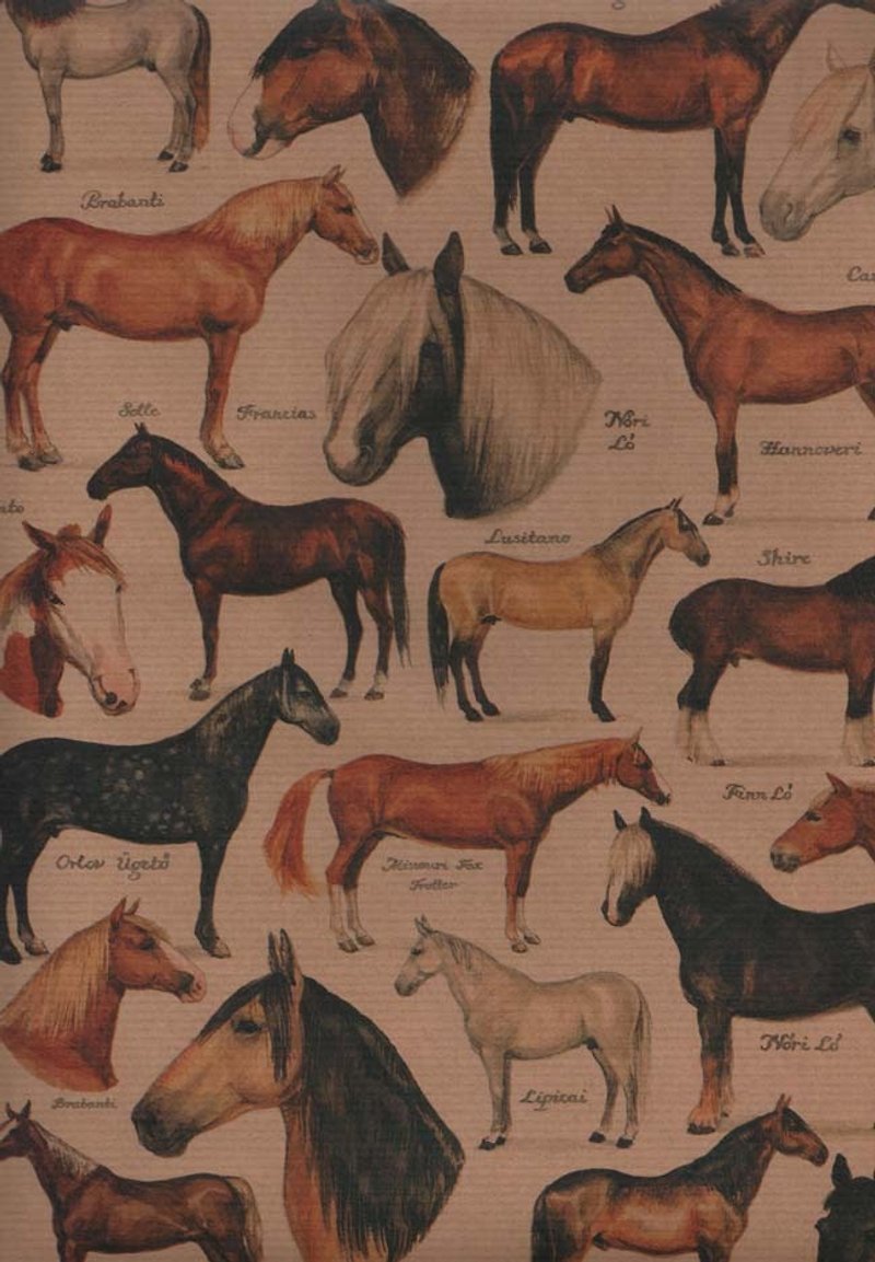西式包裝紙-Horse | 歐式 復古 懷舊 禮品 禮物 包裝紙 動物