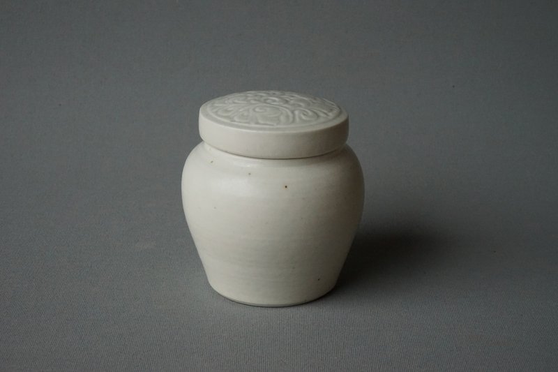 影青印花茶倉 - 茶壺/茶杯/茶具 - 陶 白色