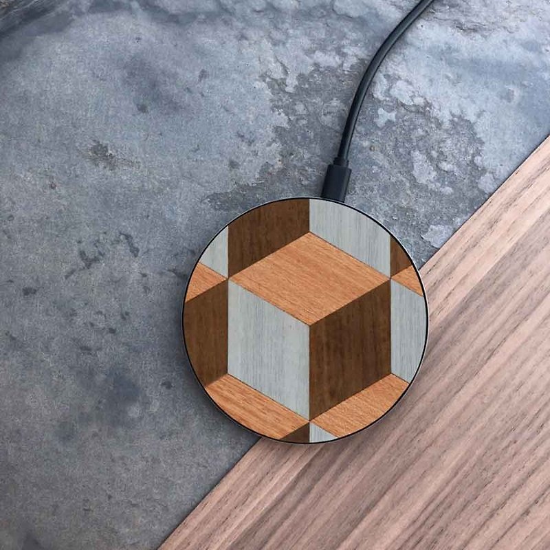 [Pre-order] log wireless charging tray / square - Phone Charger Accessories - Wood Brown