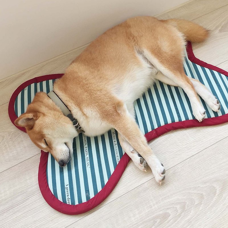 狗狗-時尚寵物墊(條紋藍) - 寵物床 - 棉．麻 藍色