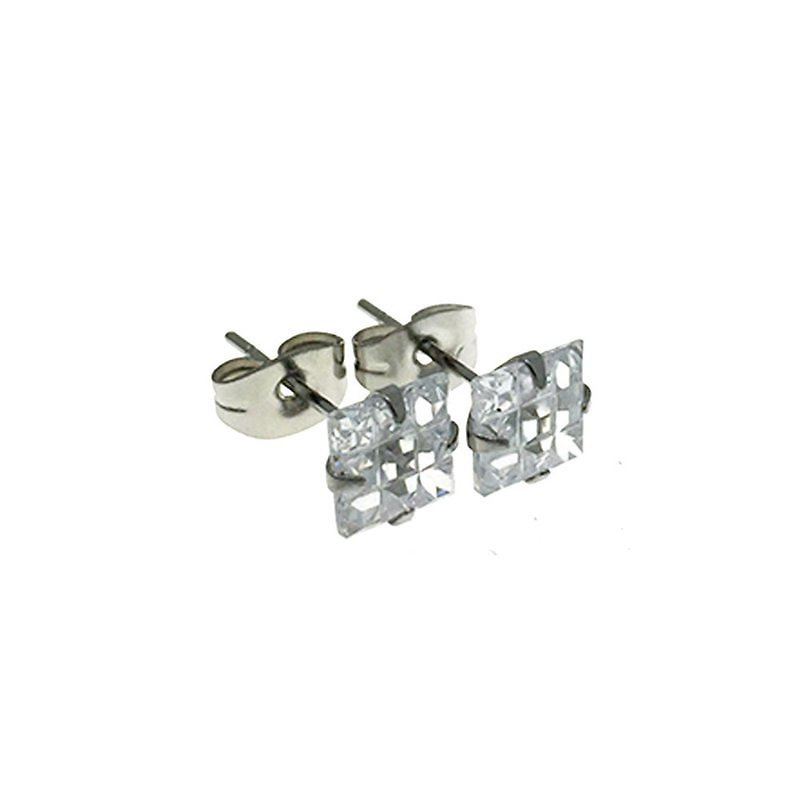 MISTER SQUARE CUT STUD Earring Set-Silver - Earrings & Clip-ons - Gemstone Silver
