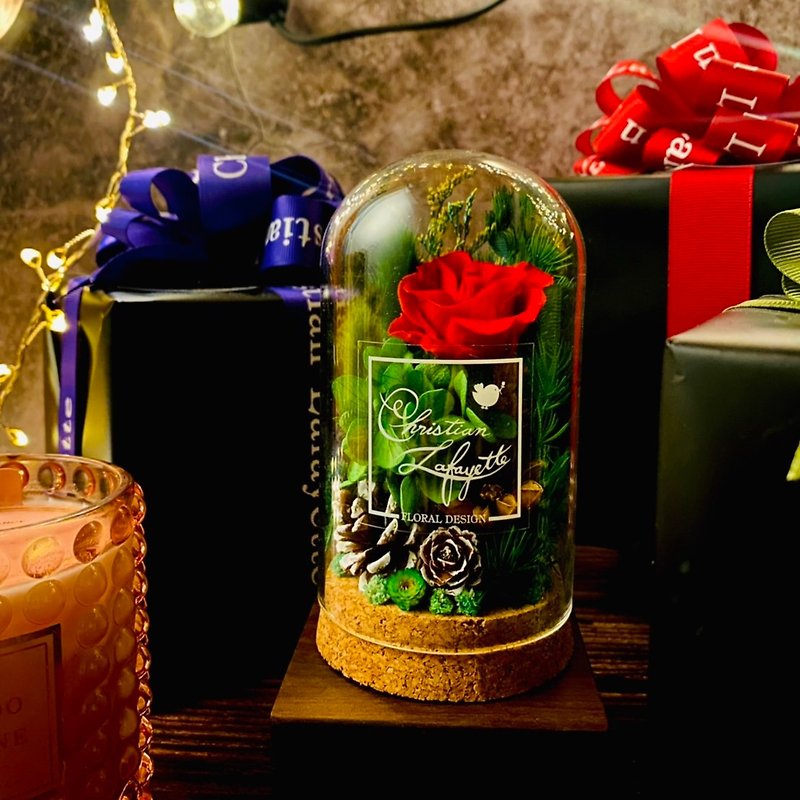 聖誕款玻璃罩小花園 永生花 乾燥花 生日禮物 聖誕禮物 交換禮物 - 乾燥花/永生花 - 植物．花 多色