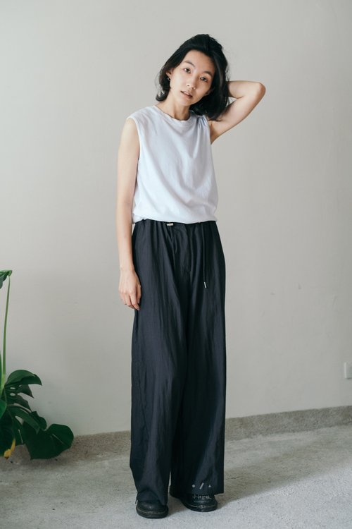 Mist Cool Drape Double Button Floor Pants - 3 Colors - Fluttering