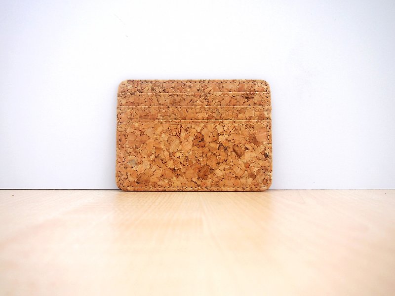 自然主義の自然主義的なコルクを薄くしたシルバーのショートウォレットカードパッケージ（A） - 財布 - その他の素材 ブラウン