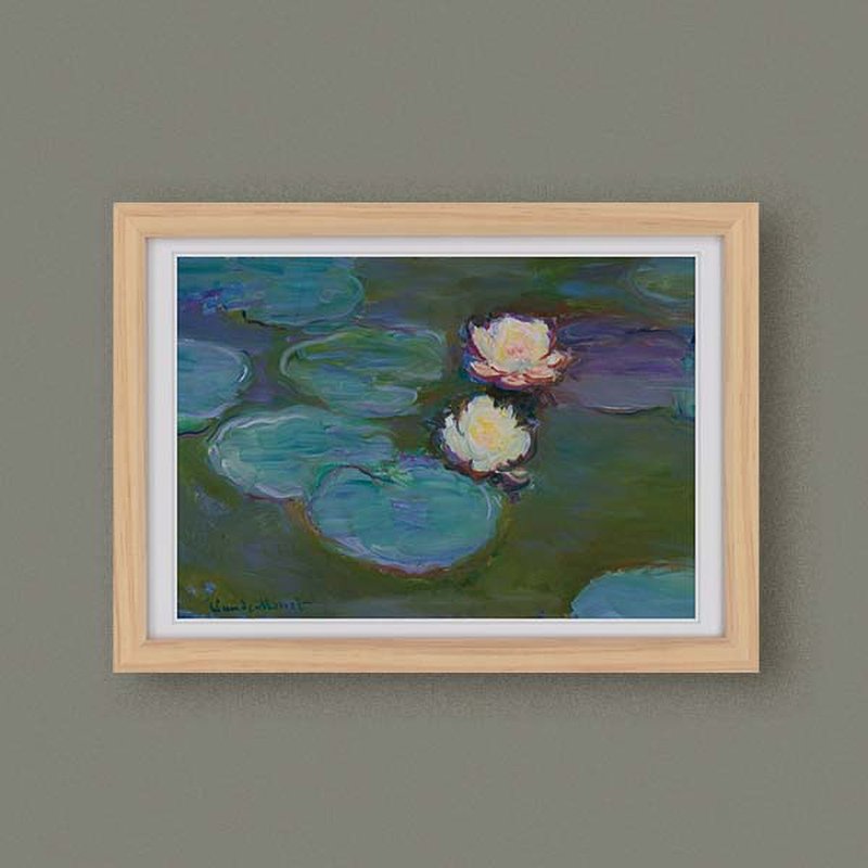 【 世界名作小框畫 】莫內・睡蓮 - 海報/掛畫/掛布 - 紙 藍色