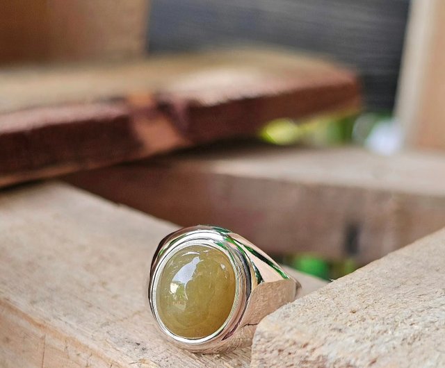 Wood and jade on sale ring