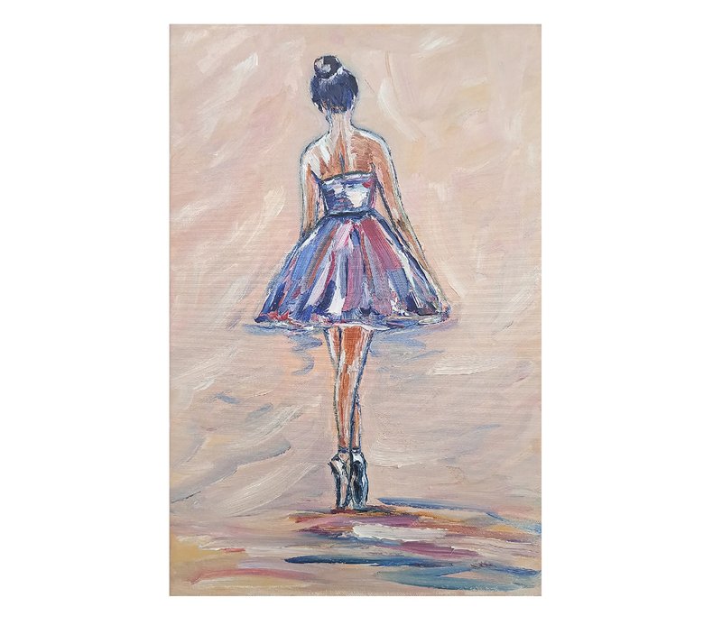 女孩 繪畫 Ballet Impasto Ballerina Canvas Woman Dress Origin - 海報/掛畫/掛布 - 棉．麻 粉紅色