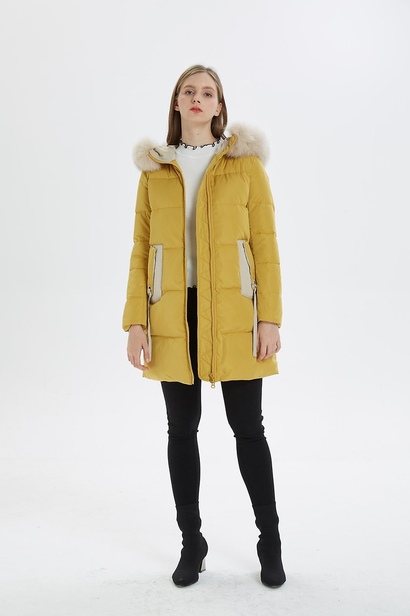 [Spot] 2018 new development of new hooded down jacket 浅 - light yellow ribbon - Women's Casual & Functional Jackets - Down Yellow
