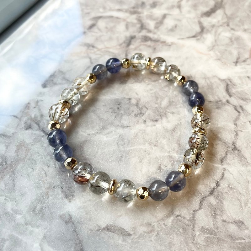 黑金超七 菫青石 設計手鍊 手珠 - 手鍊/手環 - 水晶 藍色