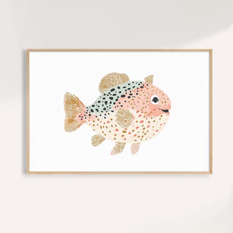 斑點胖魚 Dotted Puffer / 童話系列插畫掛畫 / 藝術無框輸出 - 海報/掛畫/掛布 - 紙 