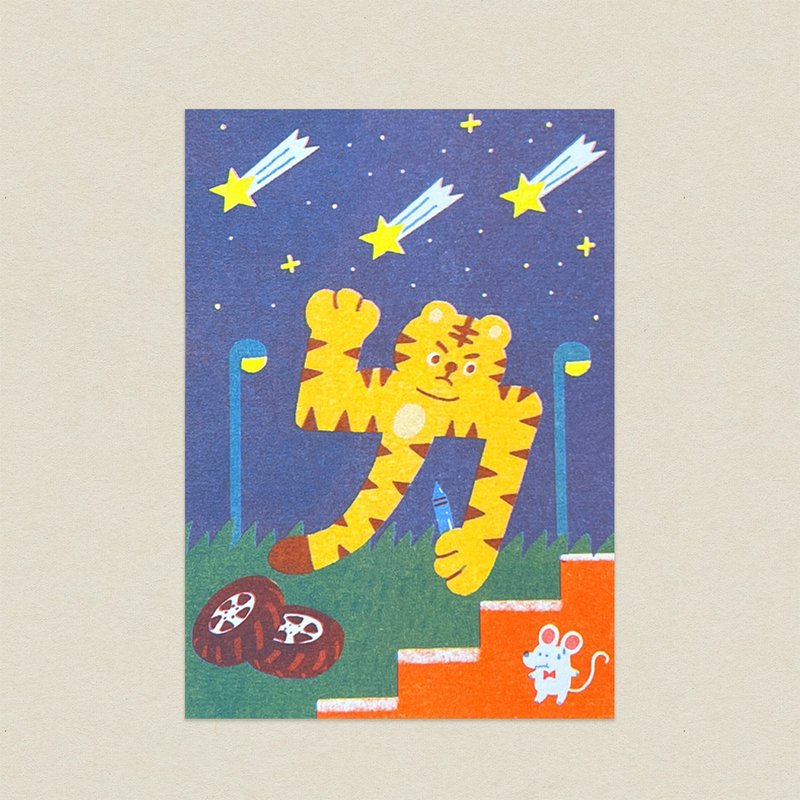 新品/老虎的''ㄌ''/共學明信片/注音符號/孔版印刷 - 卡片/明信片 - 紙 多色