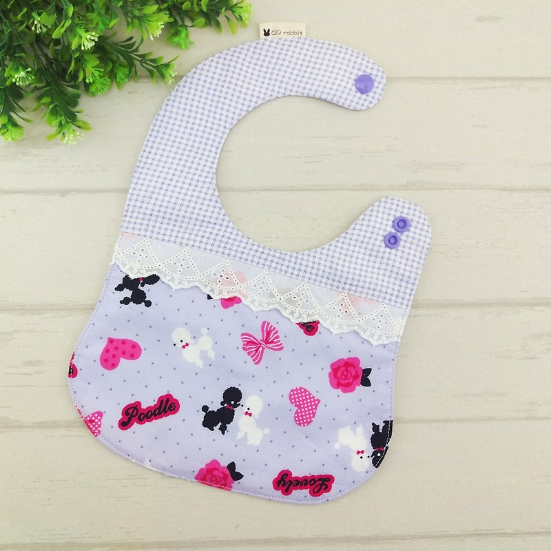 Elegant poodle. Lace double-sided bib (name can be embroidered) - Bibs - Cotton & Hemp Purple