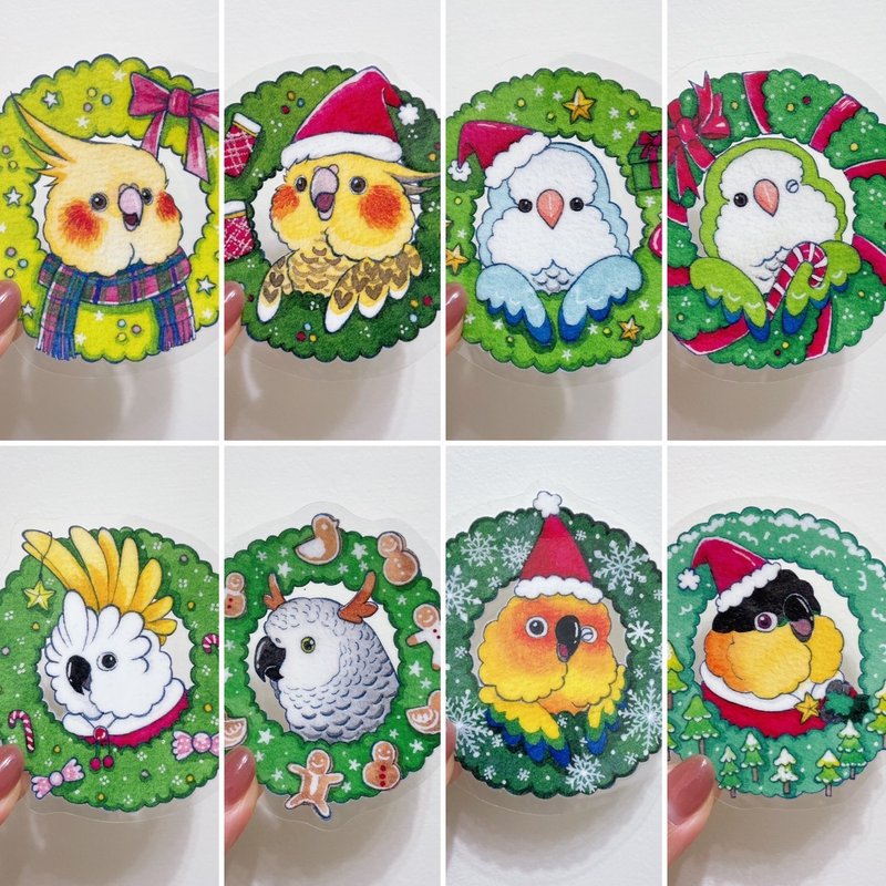 Rolia's Handmade Parrot for Christmas Christmas Wreath Crystal Transfer Sticker - สติกเกอร์ - พลาสติก หลากหลายสี