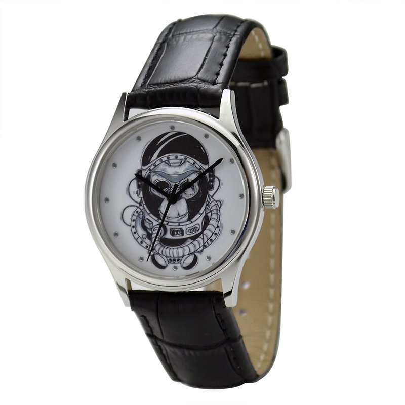 動物 (猴子) 插畫手錶 中性設計 全球免運 - 男裝錶/中性錶 - 不鏽鋼 灰色