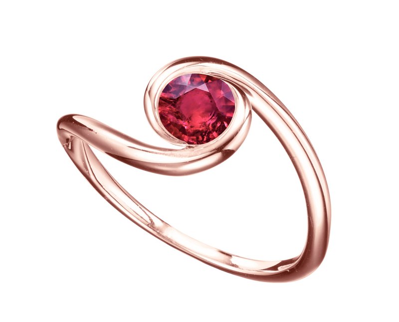 ミニマリストルビーリング14Kローズゴールドエンゲージリングエレガントな7月の誕生石の結婚指輪 - リング・指輪 - 貴金属 レッド