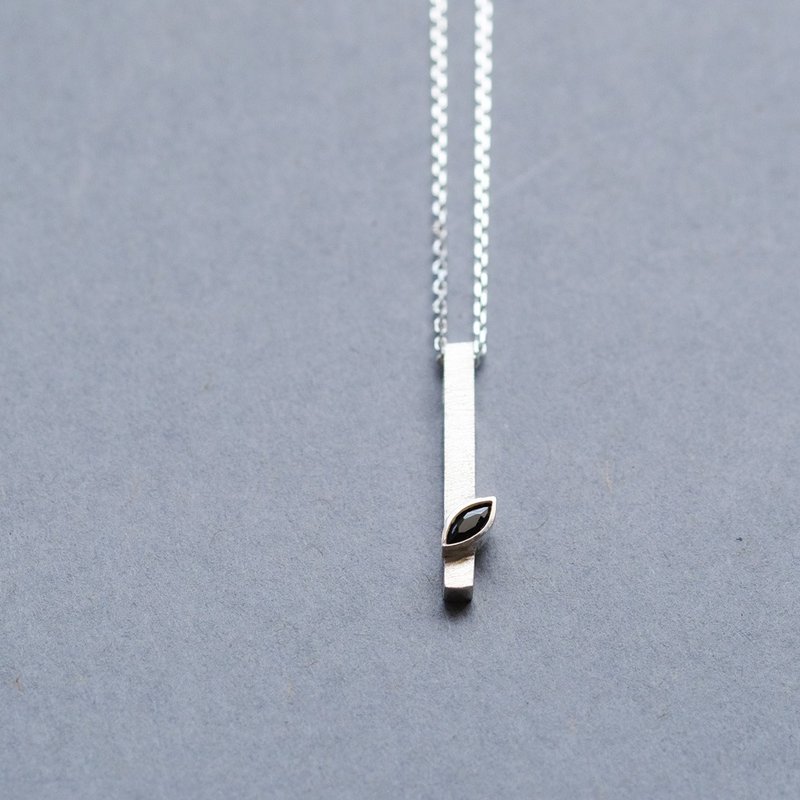 Natural Sapphire Marquise Necklace Silver 925 Men's Unisex - สร้อยคอ - โลหะ สีน้ำเงิน