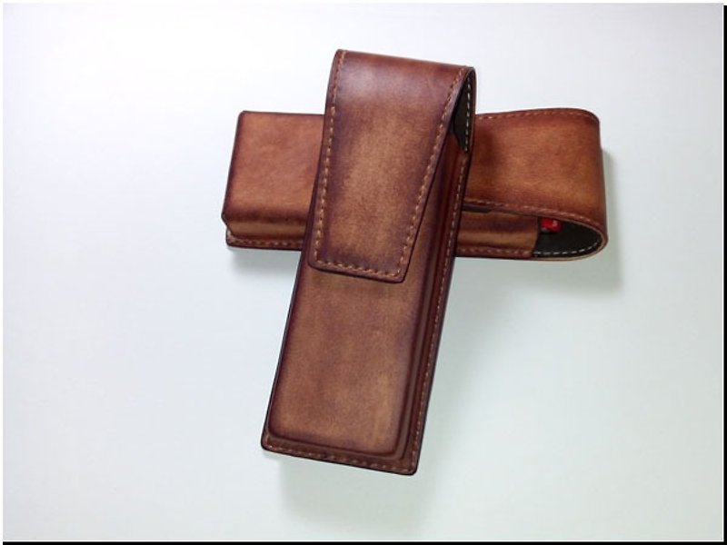 Hand-sewn leather goods-----three-dimensional plastic pen case - กล่องดินสอ/ถุงดินสอ - หนังแท้ 