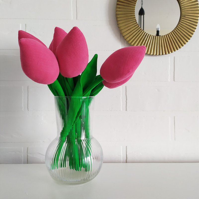 Interior decoration textile flowers tulips, 7pcs - Stuffed Dolls & Figurines - Other Materials Multicolor