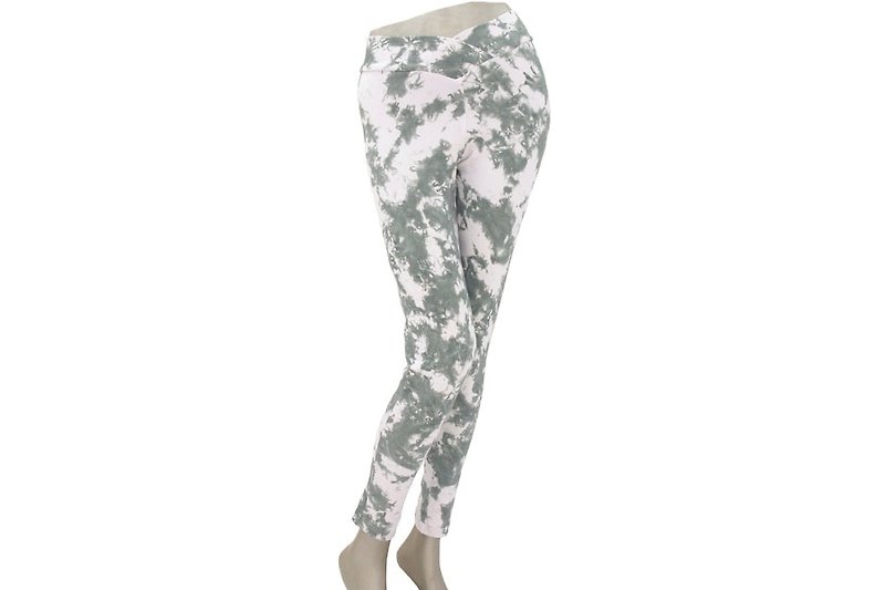 Superb comfort! Uneven dyed stretch leggings Long pants <Gray White> - กางเกงขายาว - วัสดุอื่นๆ สีเทา