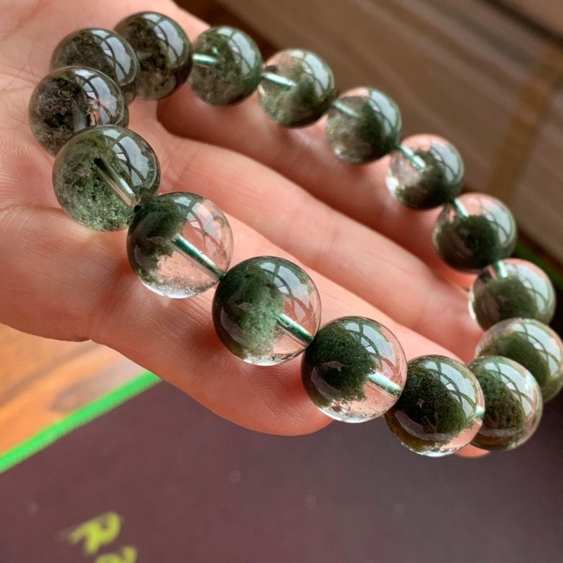 綠幽靈聚寶盆手鏈 完美半盆 盆形漂亮 晶體純淨 招財旺事業 - 手鍊/手環 - 水晶 