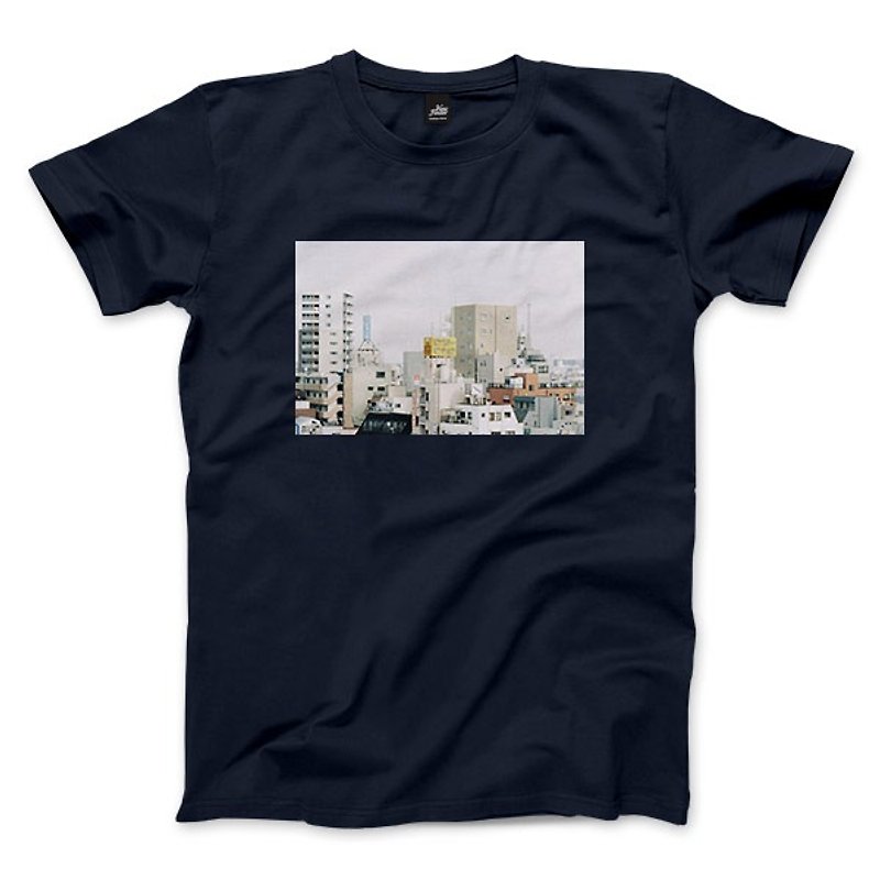 In organic-Navy-Unisex T-shirt - เสื้อยืดผู้ชาย - ผ้าฝ้าย/ผ้าลินิน สีน้ำเงิน