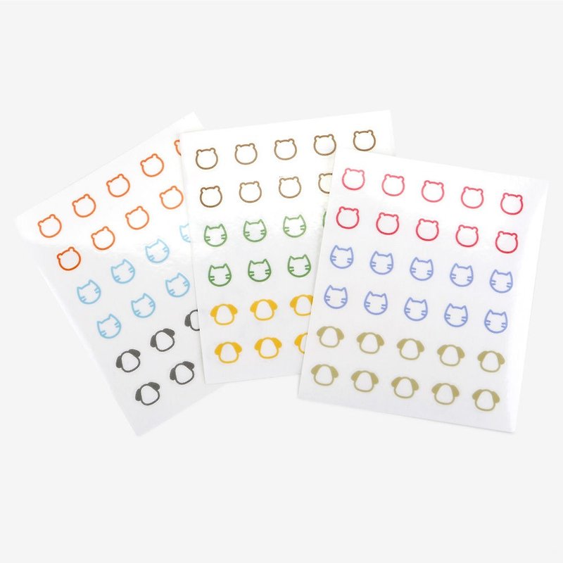 Dailylike TC Decorative Label Sticker V4 (3 Color Set) - Animal Box, E2D08393B3 - สติกเกอร์ - พลาสติก หลากหลายสี