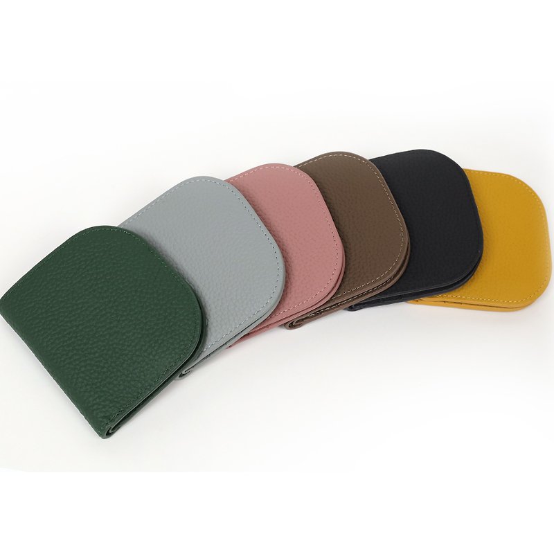Curved Leather Macaron Short Clip - Multicolor - กระเป๋าสตางค์ - หนังแท้ 