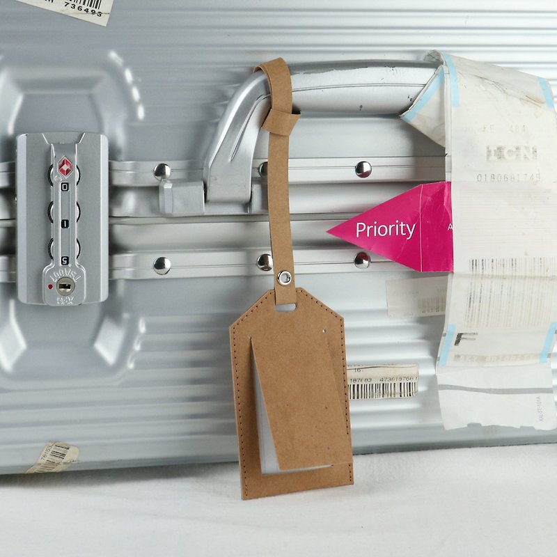 craft leather luggage tags ver.1 - 行李吊牌 - 環保材質 咖啡色