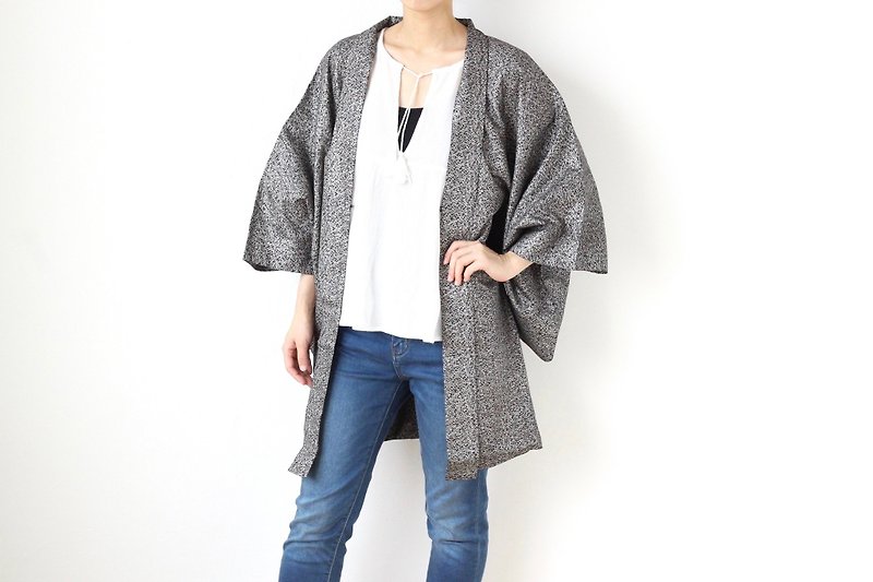 kimono jacket, kimono cardigan, Japanese clothing, kimono sleeve, kimono /3588 - ジャケット - ポリエステル シルバー