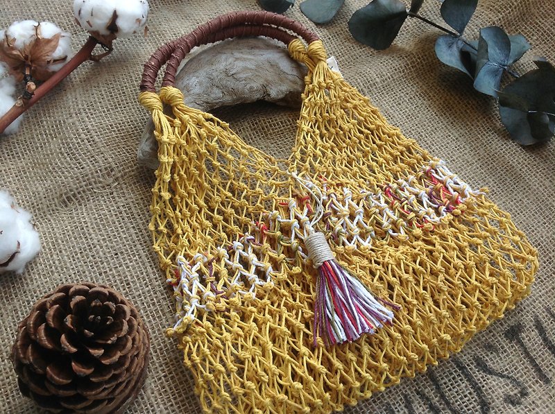 L hands to type / line U.S. hand-woven Linen- Ming yellow and white - thermos - lunch box - housing - Handbags & Totes - Cotton & Hemp Yellow